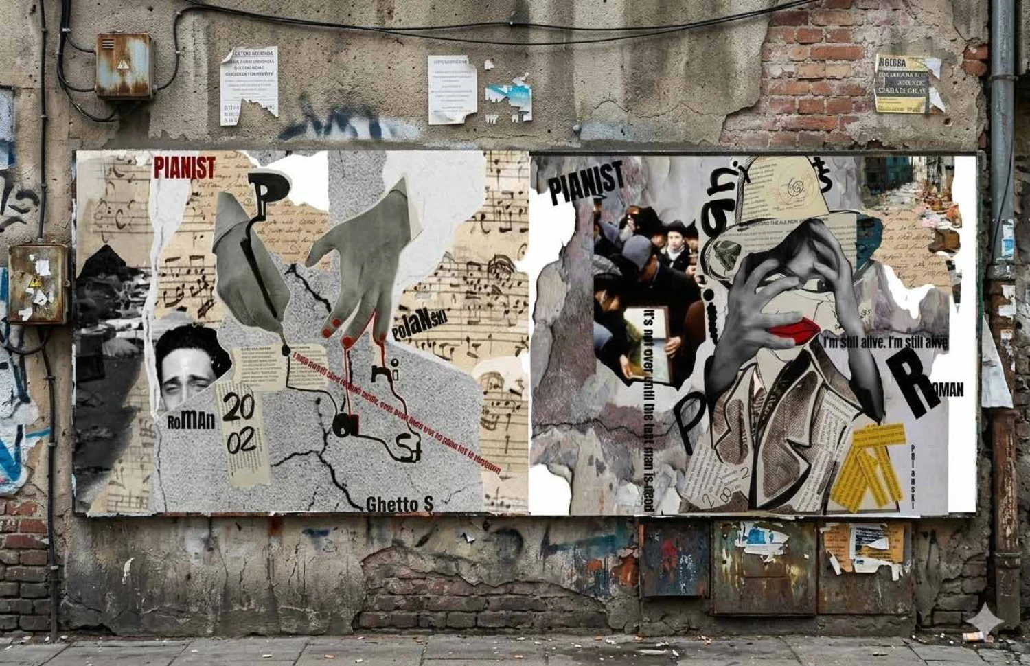 Pianist posters on a street wall